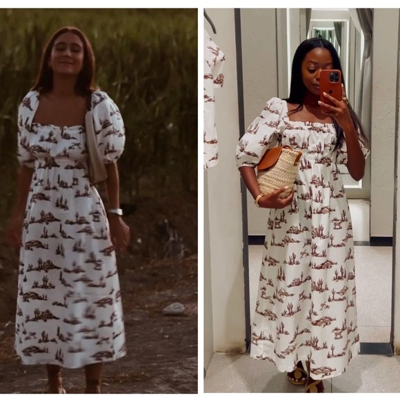 Mango Dresses & Skirts - MANGO cactus print puff sleeve long dress blogger fave zara competitor